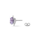 Boucles D'oreilles Puces Vrille Ovale Or Blanc Amethyste - Boucles d'oreilles empierr&eacute;es Femme | Histoire d&rsquo;Or