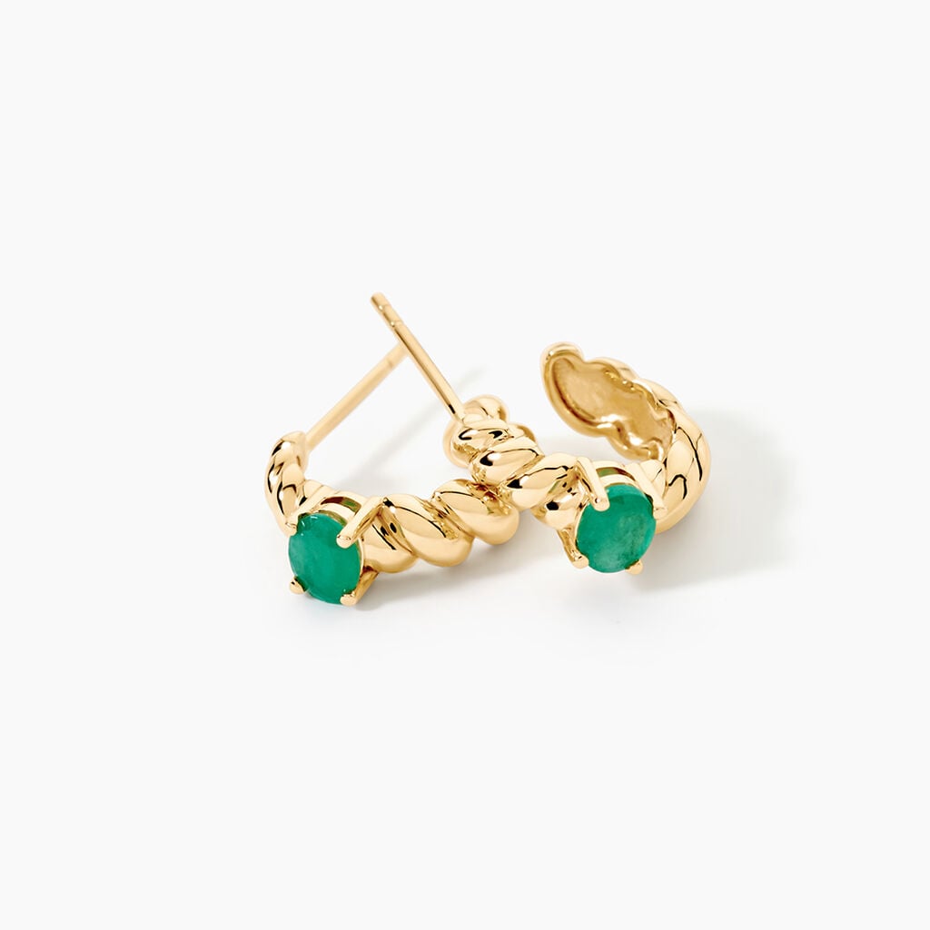 Cr&eacute;oles Heritage Or Jaune Emeraude - Boucles d'oreilles pierres pr&eacute;cieuses Femme | Histoire d&rsquo;Or