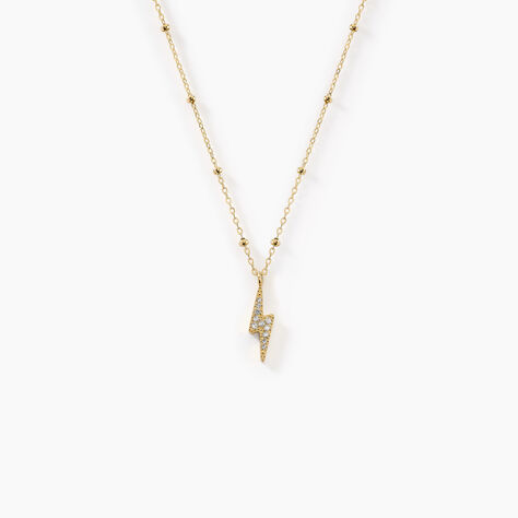 Collier Aurore Acier Dor&eacute; &eacute;clair Cristal - Colliers pierre Femme | Histoire d&rsquo;Or