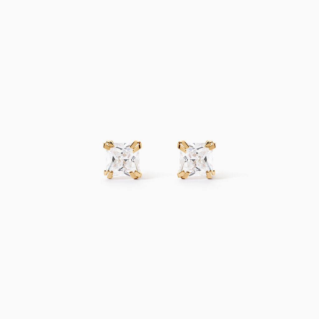 Boucles D'oreilles Puces Or Jaune Doreen Oxydes De Zirconium - Boucles d'oreilles empierr&eacute;es Famille | Histoire d&rsquo;Or