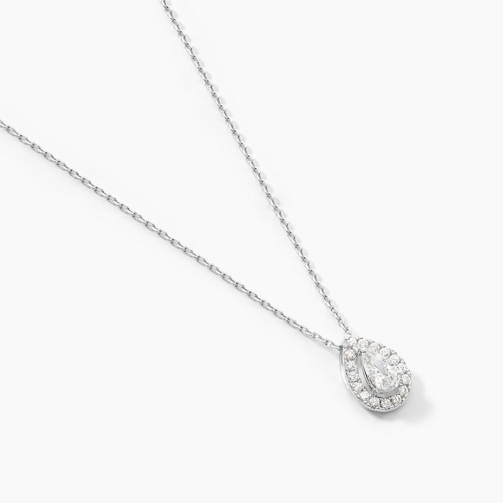Collier Hildana Or Blanc Oxyde De Zirconium - Bijoux avec pierres Femme | Histoire d&rsquo;Or