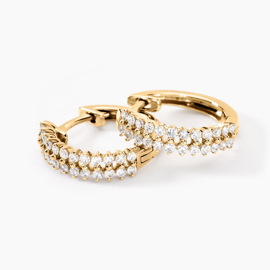 Cr&eacute;oles Epiphany Or Jaune Diamant Synth&eacute;tique - Boucles d'oreilles empierr&eacute;es Femme | Histoire d&rsquo;Or