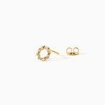 Boucles D'Oreilles Puces Reed Argent Dor&eacute; A L'Or 750/1000 Oxyde De Zirconium - Boucles d'oreilles empierr&eacute;es Enfant | Histoire d&rsquo;Or