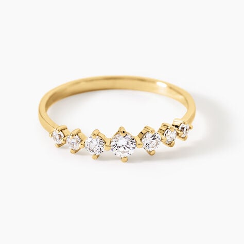 Bague Sunday Argent Dor&eacute; A L'Or 750/1000 Oxyde De Zirconium - Bagues de fian&ccedil;ailles ronde Femme | Histoire d&rsquo;Or