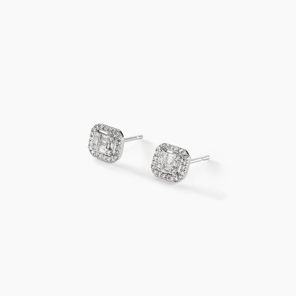 Boucles D'oreilles Puces 1986 Or Blanc Diamants - Boucles d'oreilles pierres pr&eacute;cieuses Femme | Histoire d&rsquo;Or