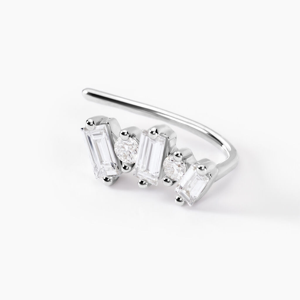 Bijoux D'oreilles Zachary Or Blanc Diamant Synth&eacute;tique - Boucles d'oreilles empierr&eacute;es Femme | Histoire d&rsquo;Or