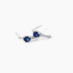 Demi Cr&eacute;oles Barrett Or Blanc Saphir Diamant - Boucles d'oreilles pierres pr&eacute;cieuses Femme | Histoire d&rsquo;Or