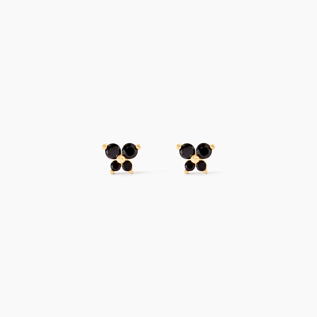 Boucles D'oreilles Puces Or Jaune Oxydes De Zirconium - Boucles d'oreilles empierr&eacute;es Femme | Histoire d&rsquo;Or