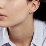 Boucles D'oreilles Puces Prudencia Or Blanc Topaze - Boucles d'oreilles empierr&eacute;es Femme | Histoire d&rsquo;Or