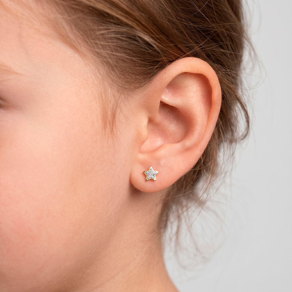 Boucles D'oreilles Puces Chirine Etoile Or Jaune - Clous d'oreilles Enfant | Histoire d&rsquo;Or
