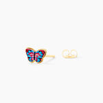 Boucles D'oreilles Puces Aurida Papillon Or Jaune - Boucles d'oreilles empierr&eacute;es Enfant | Histoire d&rsquo;Or