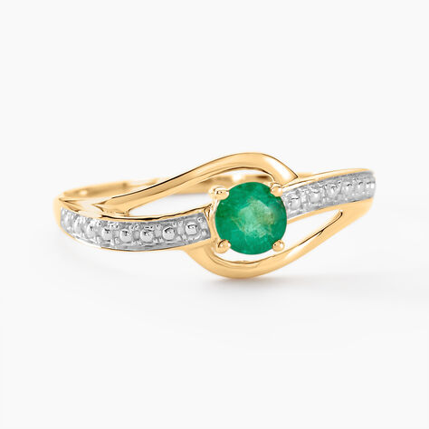 Bague Tanissia Or Jaune Emeraude - Bagues de fian&ccedil;ailles ronde Femme | Histoire d&rsquo;Or