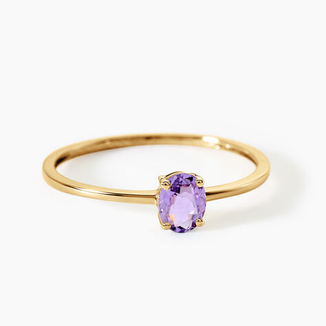Bague Valentino Argent Dor&eacute; A L'Or 750/1000 Am&eacute;thyste - Bagues de fian&ccedil;ailles ovale Femme | Histoire d&rsquo;Or