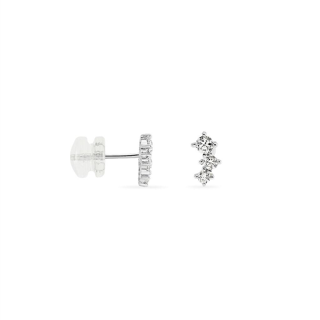 Boucles D'oreilles Puces Kyoto Or Blanc Oxyde De Zirconium - Boucles d'oreilles empierr&eacute;es Femme | Histoire d&rsquo;Or