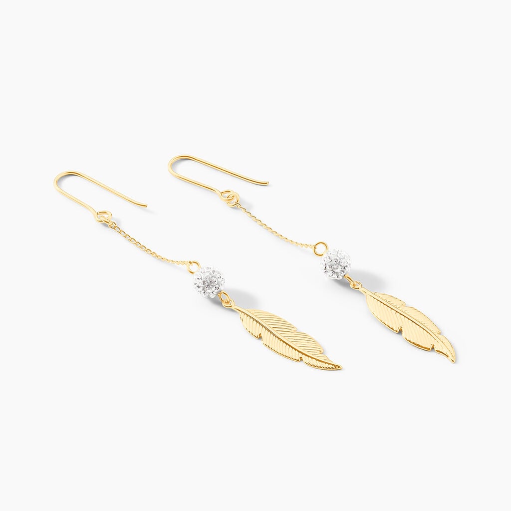 Boucles D'oreilles Pendantes Powoo Or Jaune Strass - Boucles d'oreilles empierr&eacute;es Femme | Histoire d&rsquo;Or