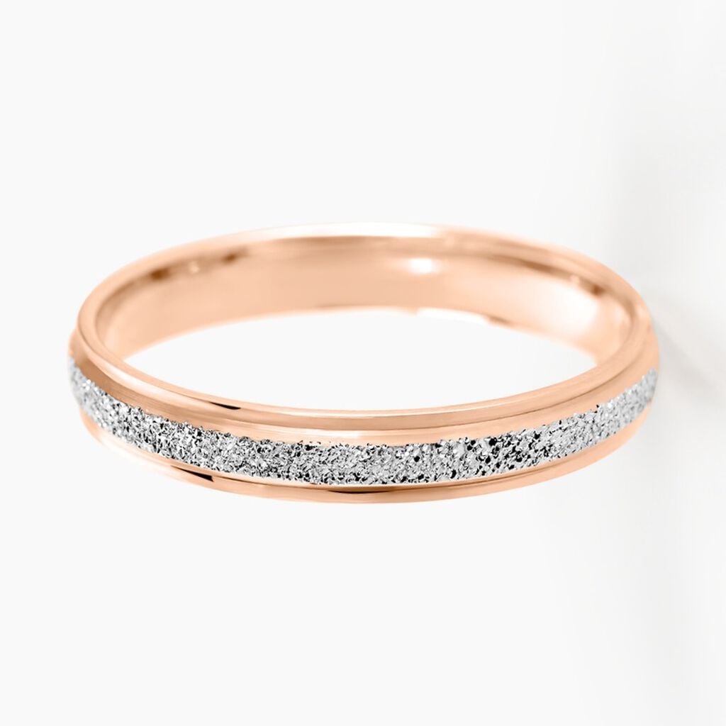 Alliance Caroline Sablee Demi Jonc Classique Or Bicolore - Alliances 18 carats Femme | Histoire d&rsquo;Or