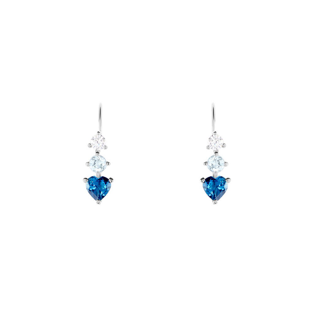 Boucles D'oreilles Lauressa Or Blanc Topaze Bleu Oxyde - Boucles d'oreilles empierr&eacute;es Femme | Histoire d&rsquo;Or