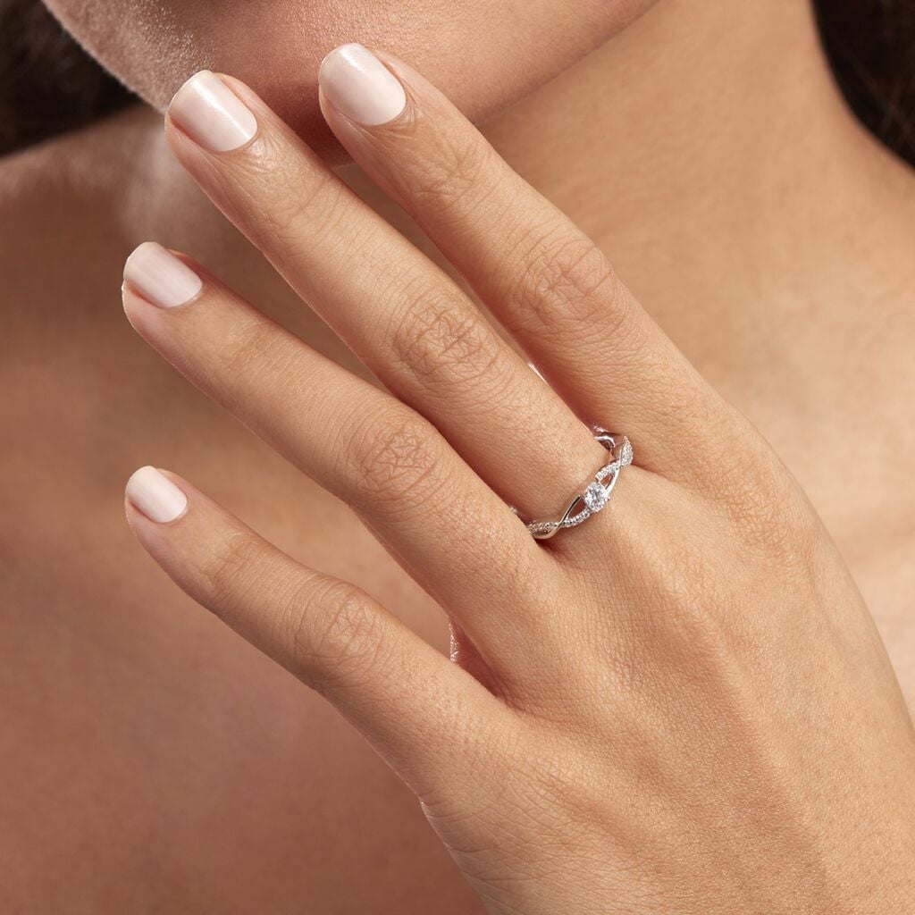 Bague Phoebus Argent Blanc Oxyde De Zirconium - Bagues de fian&ccedil;ailles ronde Femme | Histoire d&rsquo;Or