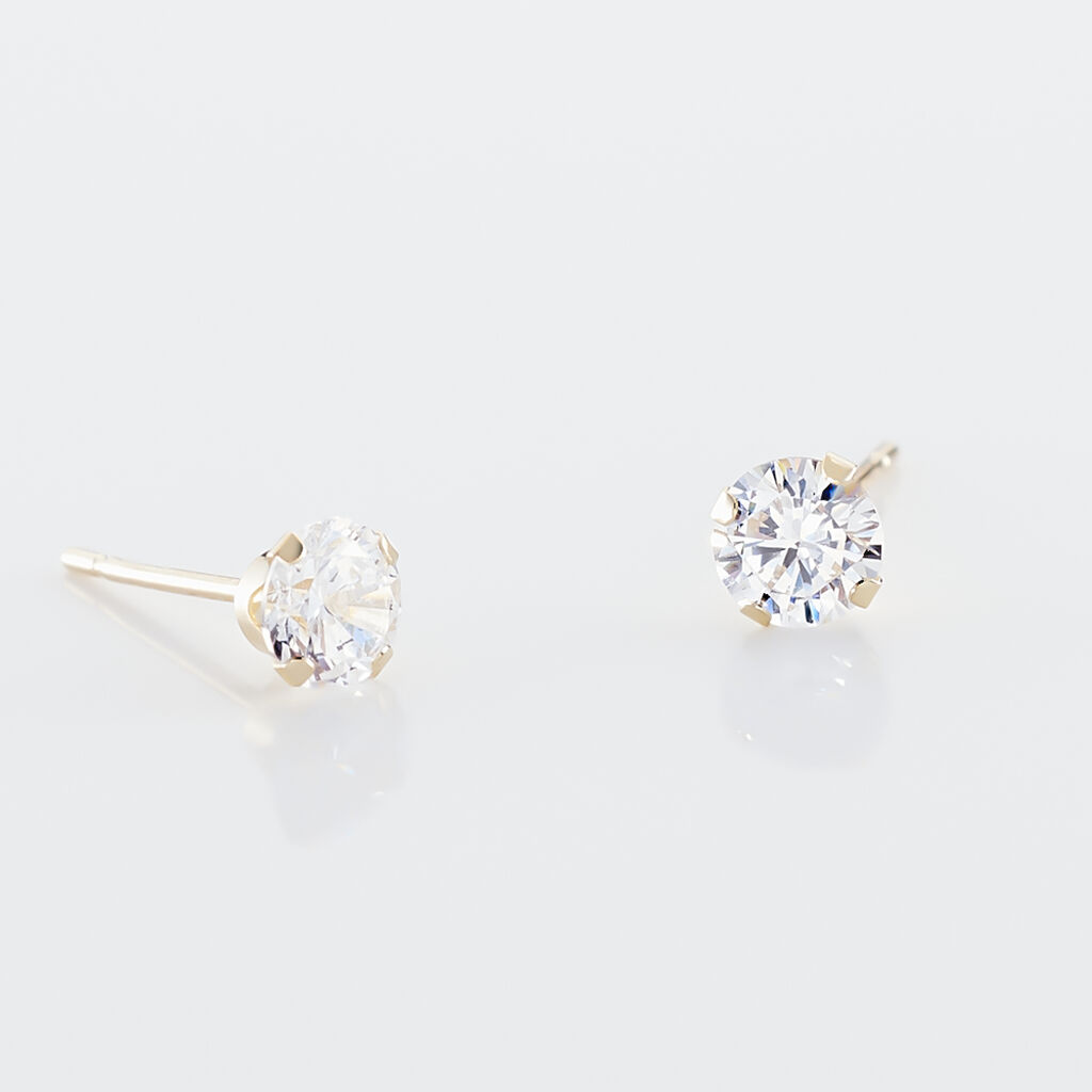 Boucles D'oreilles Puces Eddie Or Jaune Oxyde De Zirconium - Boucles d'oreilles empierr&eacute;es Femme | Histoire d&rsquo;Or