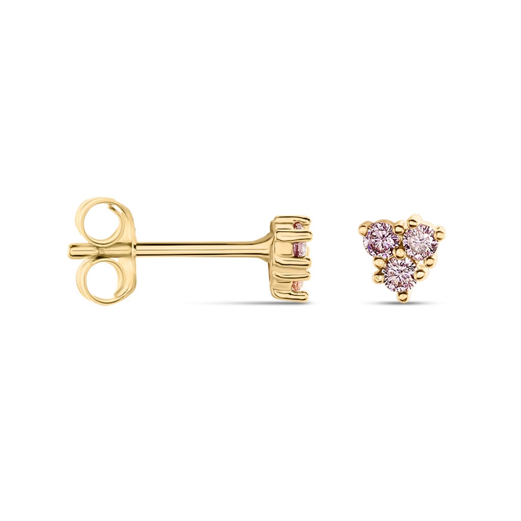Boucles D'oreilles Puces Istoria Plaqu&eacute; Or Jaune Oxyde De Zirconium - Boucles d'oreilles empierr&eacute;es Femme | Histoire d&rsquo;Or