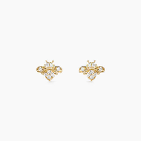 Boucles D'oreilles Puces Bettye Or Jaune Oxyde De Zirconium - Boucles d'oreilles empierr&eacute;es Enfant | Histoire d&rsquo;Or