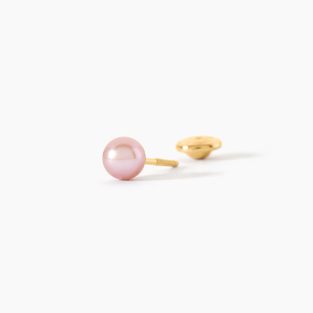 Boucles D'Oreilles Puces Bianca Or Jaune Perle De Culture - Boucles d'oreilles 18 carats Enfant | Histoire d&rsquo;Or