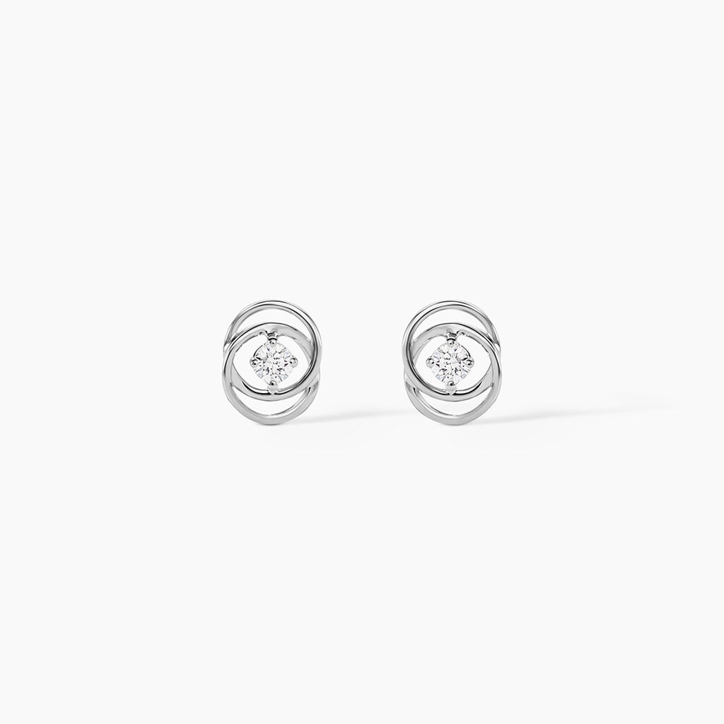 Boucles D'oreilles Puces Nid D'amour Or Blanc Diamant - Boucles d'oreilles pierres pr&eacute;cieuses Femme | Histoire d&rsquo;Or