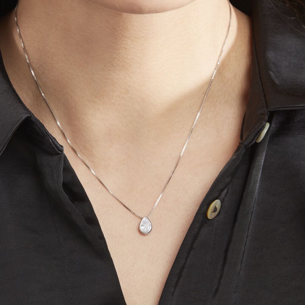 Collier Cherice Argent Blanc Oxyde De Zirconium - Colliers fantaisie Femme | Histoire d&rsquo;Or