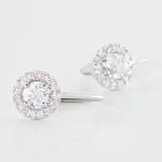 Boucles D'oreilles Pendantes Mentoura Or Blanc Diamant Synth&eacute;tique - Boucles d'oreilles 18 carats Femme | Histoire d&rsquo;Or