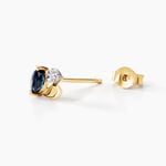 Boucles D'oreilles Puces Tameka Or Bicolore Saphir Diamant - Boucles d'oreilles pierres pr&eacute;cieuses Femme | Histoire d&rsquo;Or