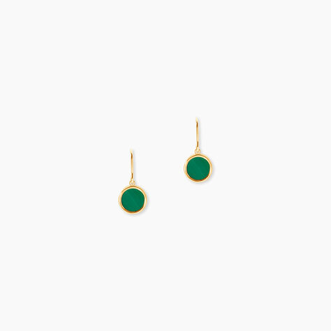 Boucles D'oreilles Pendantes Lucky Gems Or Jaune Malachite - Boucles d'oreilles empierr&eacute;es Femme | Histoire d&rsquo;Or