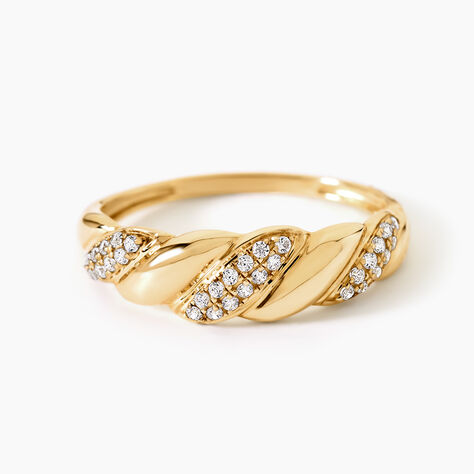 Bague Andriy Argent Dor&eacute; A L'Or 750/1000 Oxyde De Zirconium - Bagues torsad&eacute;es Femme | Histoire d&rsquo;Or