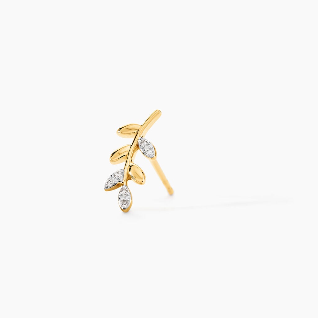 Boucles D'oreilles Puces Palmiro Or Jaune Diamant - Boucles d'oreilles pierres pr&eacute;cieuses Femme | Histoire d&rsquo;Or
