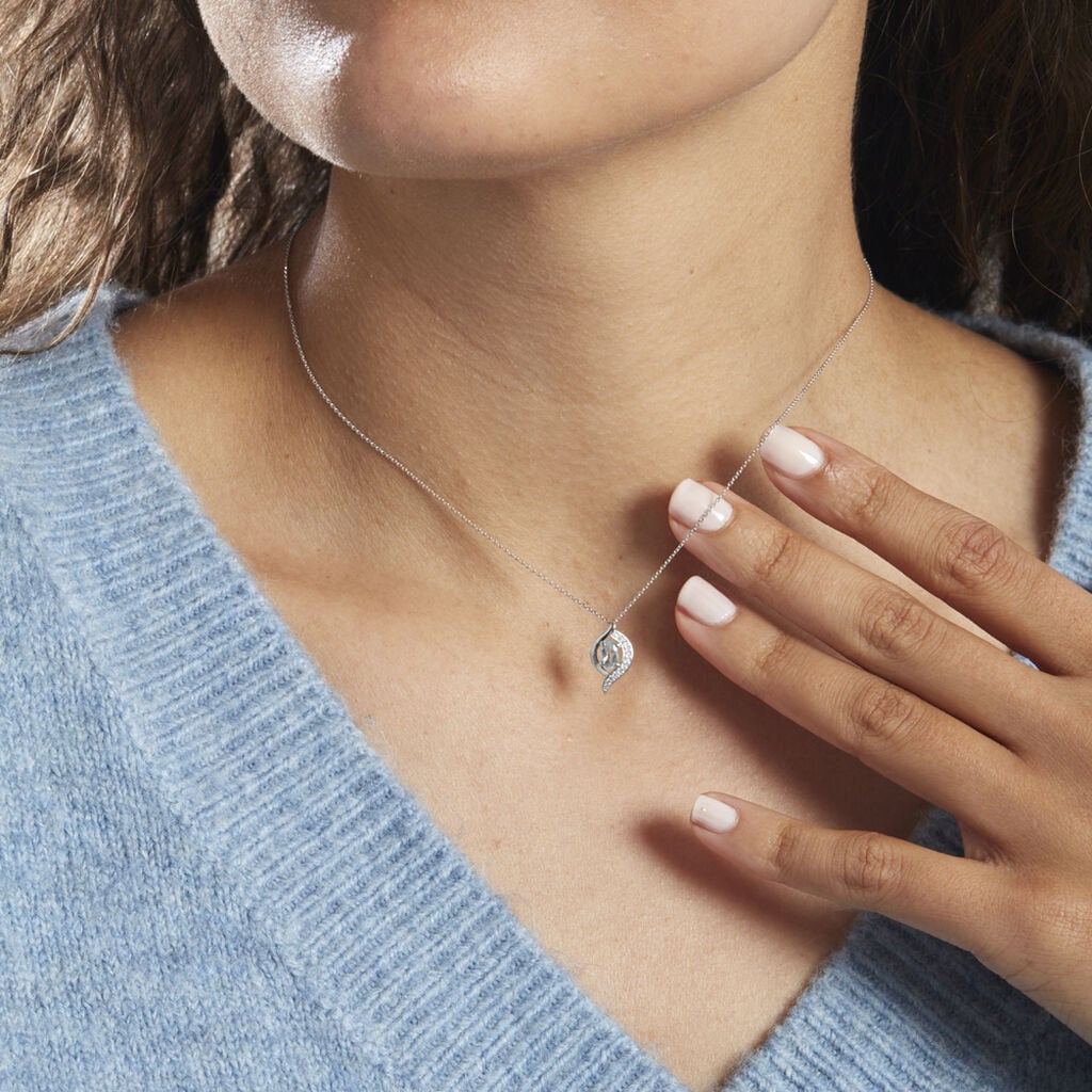 Collier Lydia Or Blanc Topaze Oxyde Oxyde - Bijoux avec pierres Femme | Histoire d&rsquo;Or