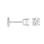 Boucles D'oreilles Puces 4 Griffes Or Blanc Diamant Synthetique - Boucles d'oreilles 18 carats Femme | Histoire d&rsquo;Or