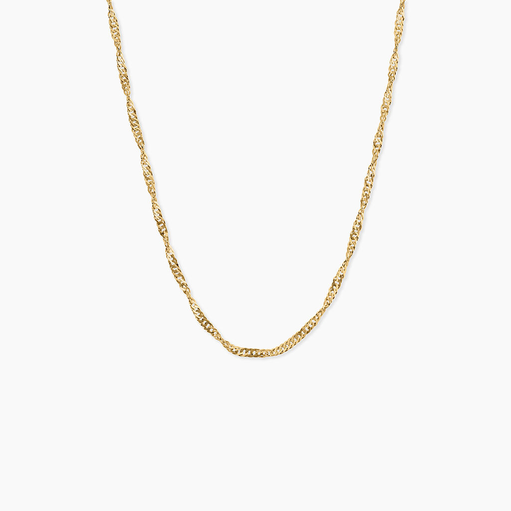 Collier Imanie Maille Singapour Argent Dor&eacute; A L'Or 750/1000 - Bijoux sans pierre Femme | Histoire d&rsquo;Or