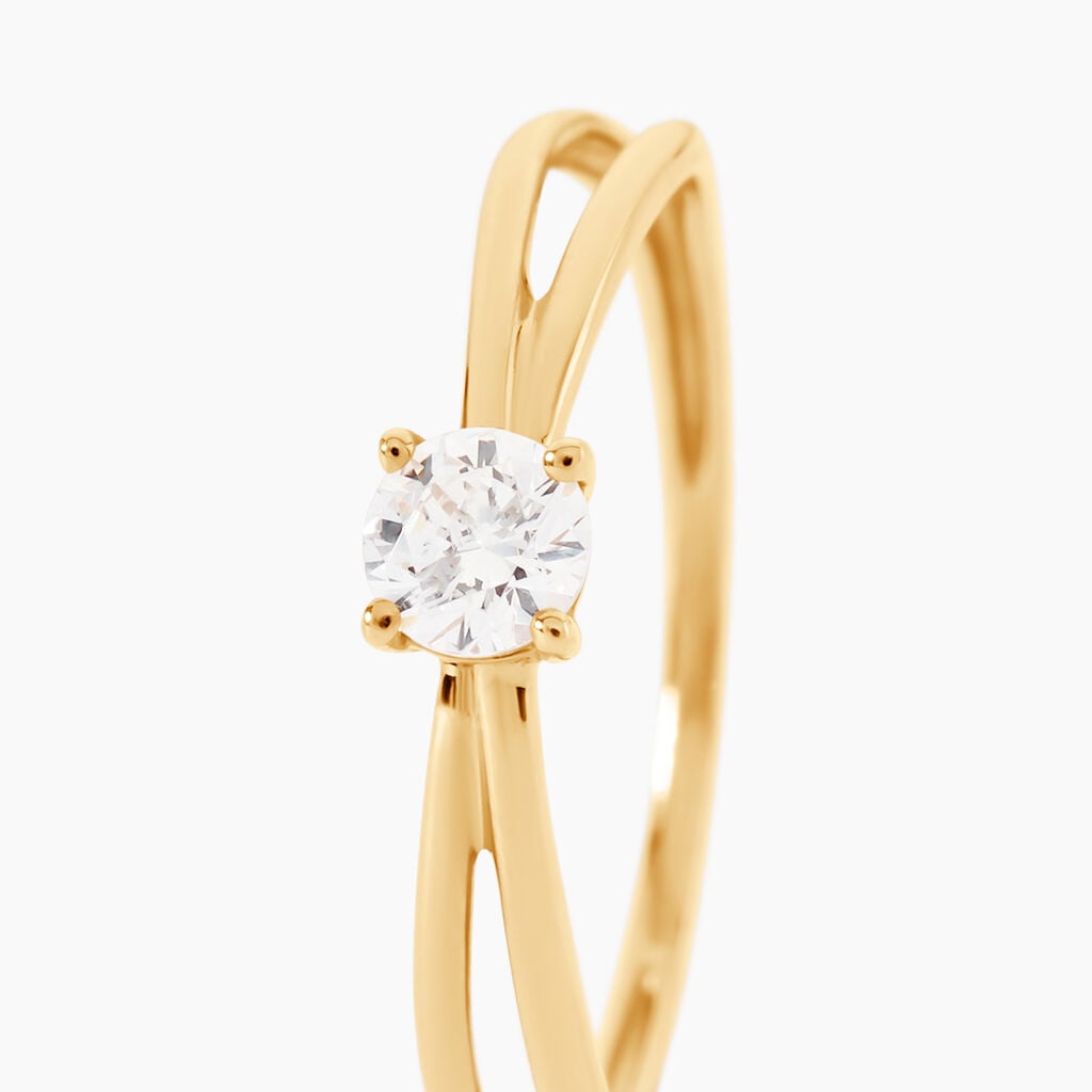 Bague Hisein Or Jaune Oxyde De Zirconium - Bagues de fian&ccedil;ailles ronde Femme | Histoire d&rsquo;Or