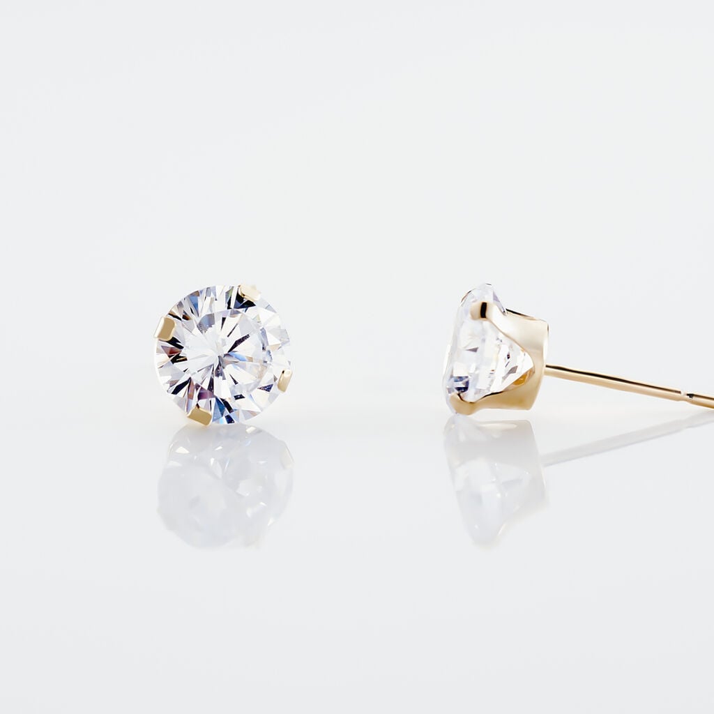 Boucles D'oreilles Puces Eddie Or Jaune Oxyde De Zirconium - Boucles d'oreilles empierr&eacute;es Femme | Histoire d&rsquo;Or