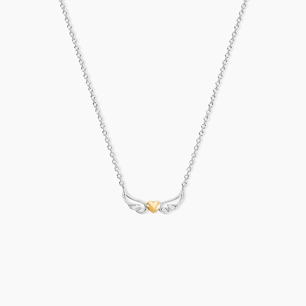 Collier Or Jaune et Argent Blanc Oxyde De Zirconium - Bijoux avec pierres Femme | Histoire d&rsquo;Or
