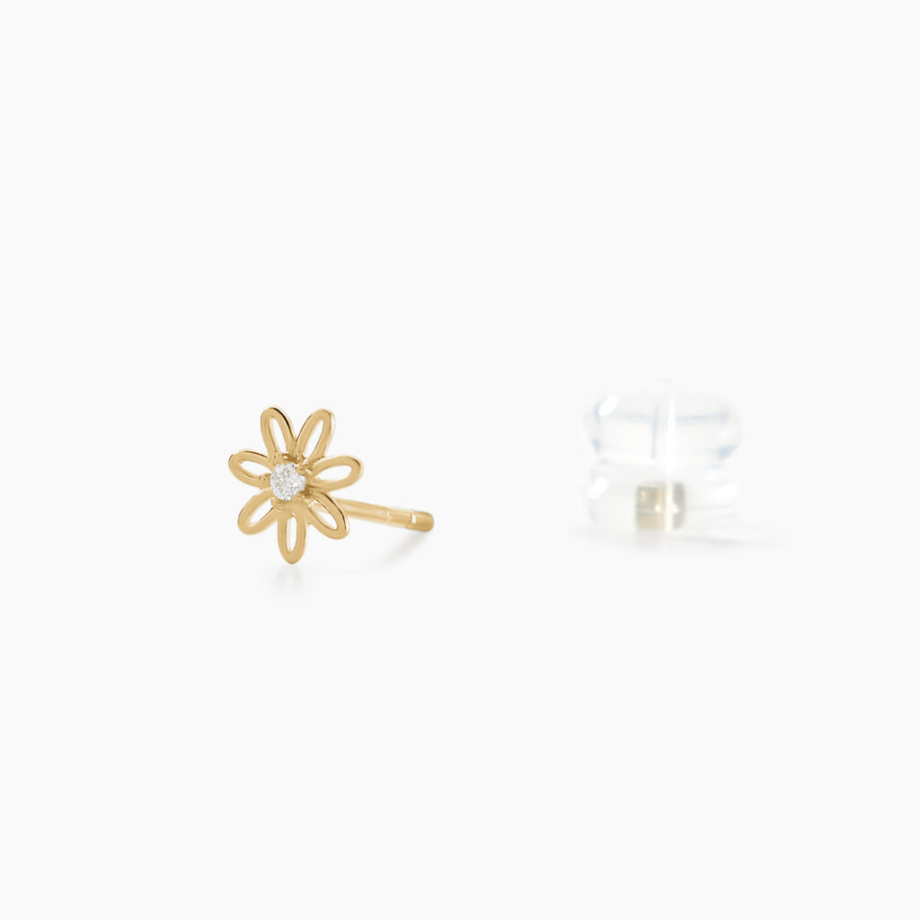Boucles D'oreilles Puces Syd Or Jaune Oxyde De Zirconium - Boucles d'oreilles empierr&eacute;es Enfant | Histoire d&rsquo;Or
