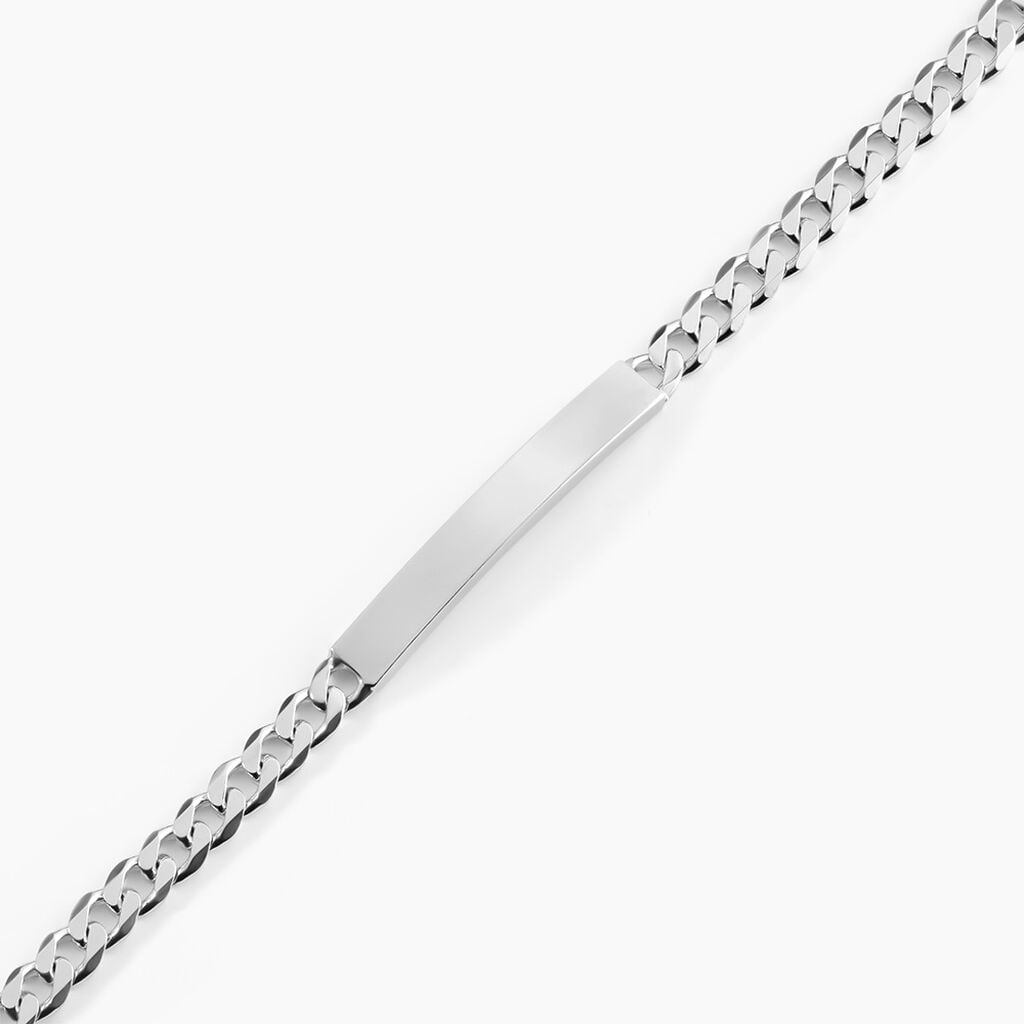 Bracelet Identit&eacute;e Casper Argent Blanc - Gourmettes Enfant | Histoire d&rsquo;Or