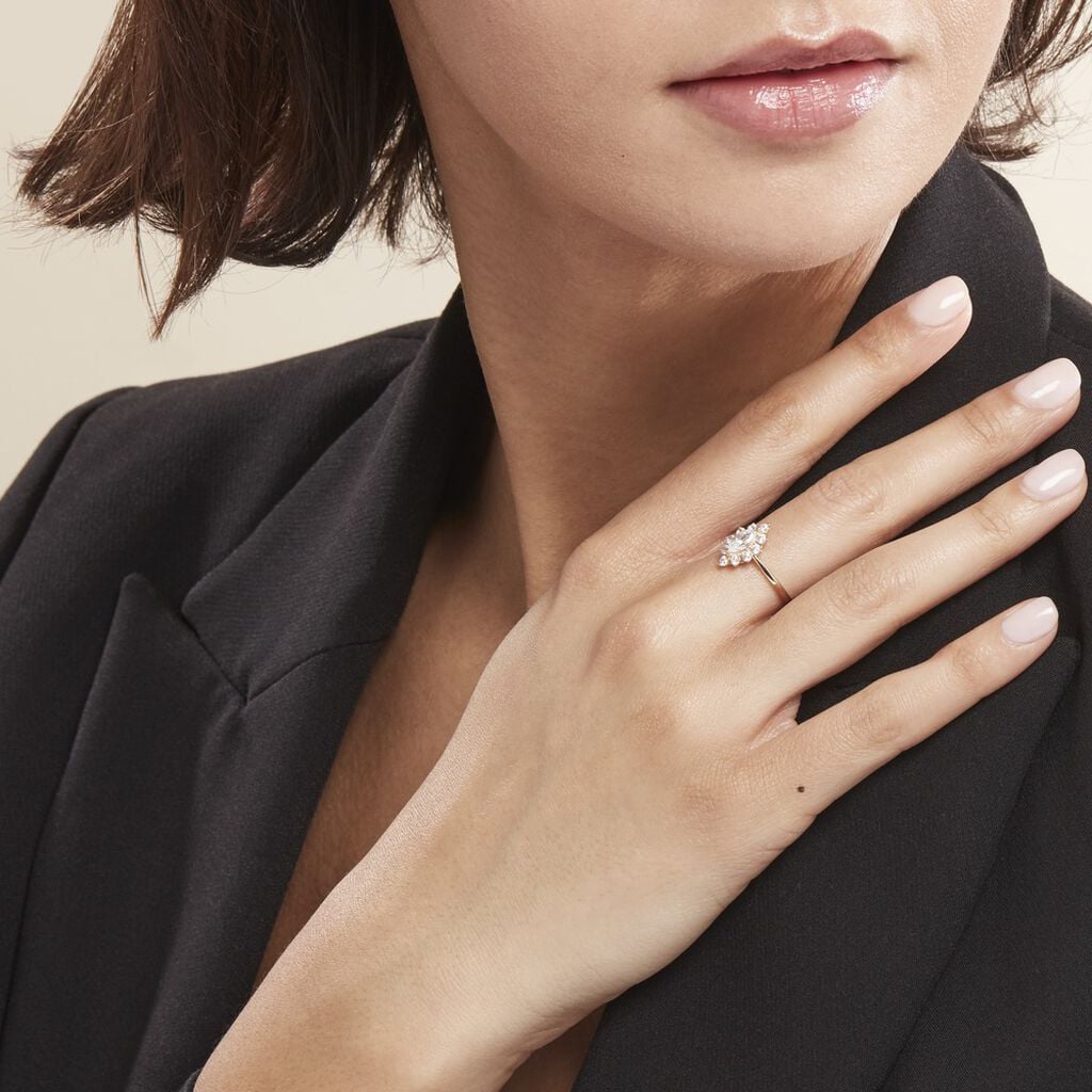Bague Or Jaune Vladimira Oxyde De Zirconium - Bagues de fian&ccedil;ailles art d&eacute;co Femme | Histoire d&rsquo;Or