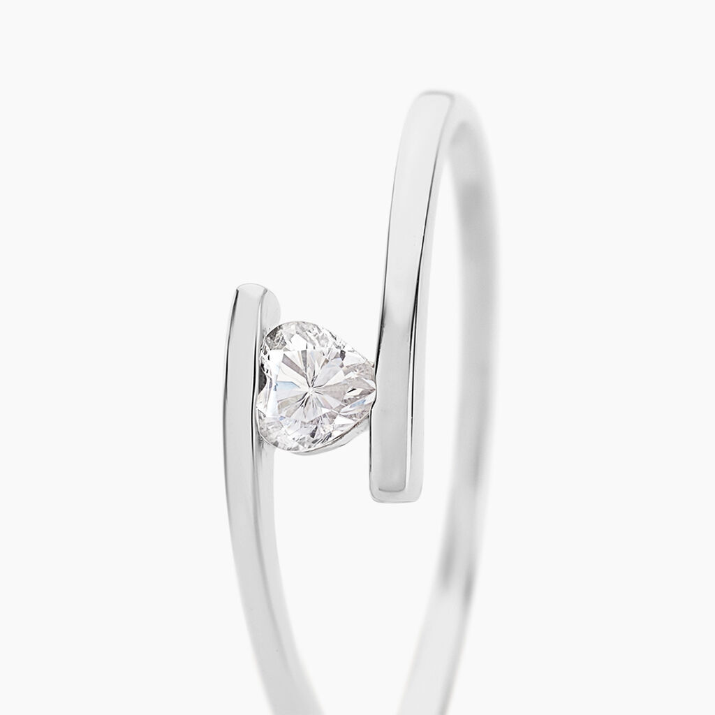 Bague Solitaire Moera Or Blanc Oxyde De Zirconium - Solitaires classiques Femme | Histoire d&rsquo;Or