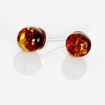 Boucles D'oreilles Puces Brunhild Argent Blanc Ambre - Boucles d'oreilles empierr&eacute;es Femme | Histoire d&rsquo;Or