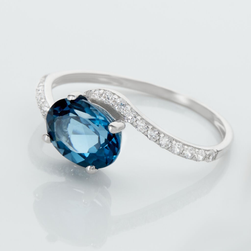 Bague Or Blanc Erwin Topaze Oxydes De Zirconium - Bagues de fian&ccedil;ailles ovale Femme | Histoire d&rsquo;Or