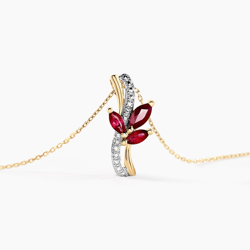 Collier Angie Or Jaune Rubis Diamant - Bijoux Pierres Pr&eacute;cieuses Femme | Histoire d&rsquo;Or