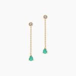 Boucles D'oreilles Pendantes Gracilia Or Jaune Emeraude Diamant - Boucles d'oreilles pierres pr&eacute;cieuses Femme | Histoire d&rsquo;Or