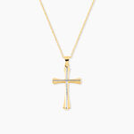 Pendentif Benny Croix Ciselee Or Bicolore - Pendentifs croix Unisex | Histoire d&rsquo;Or