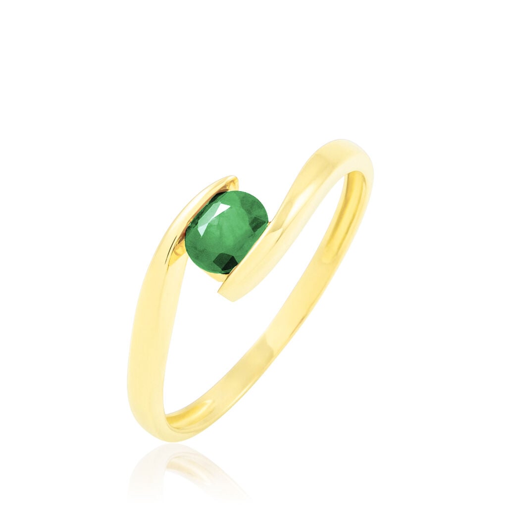 Bague Camilia Or Jaune Emeraude - Bagues de fian&ccedil;ailles ovale Femme | Histoire d&rsquo;Or