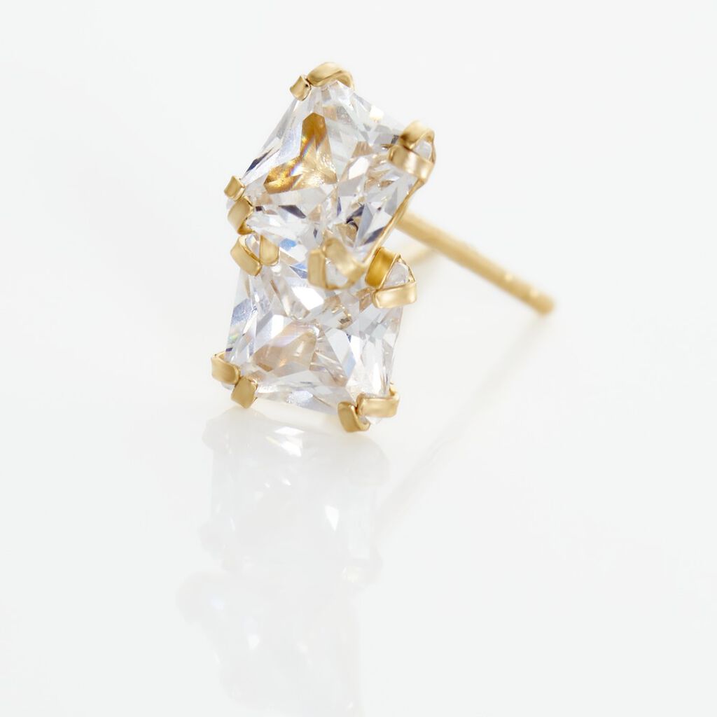Boucles D'oreilles Puces Or Jaune Doreen Oxydes De Zirconium - Boucles d'oreilles empierr&eacute;es Famille | Histoire d&rsquo;Or